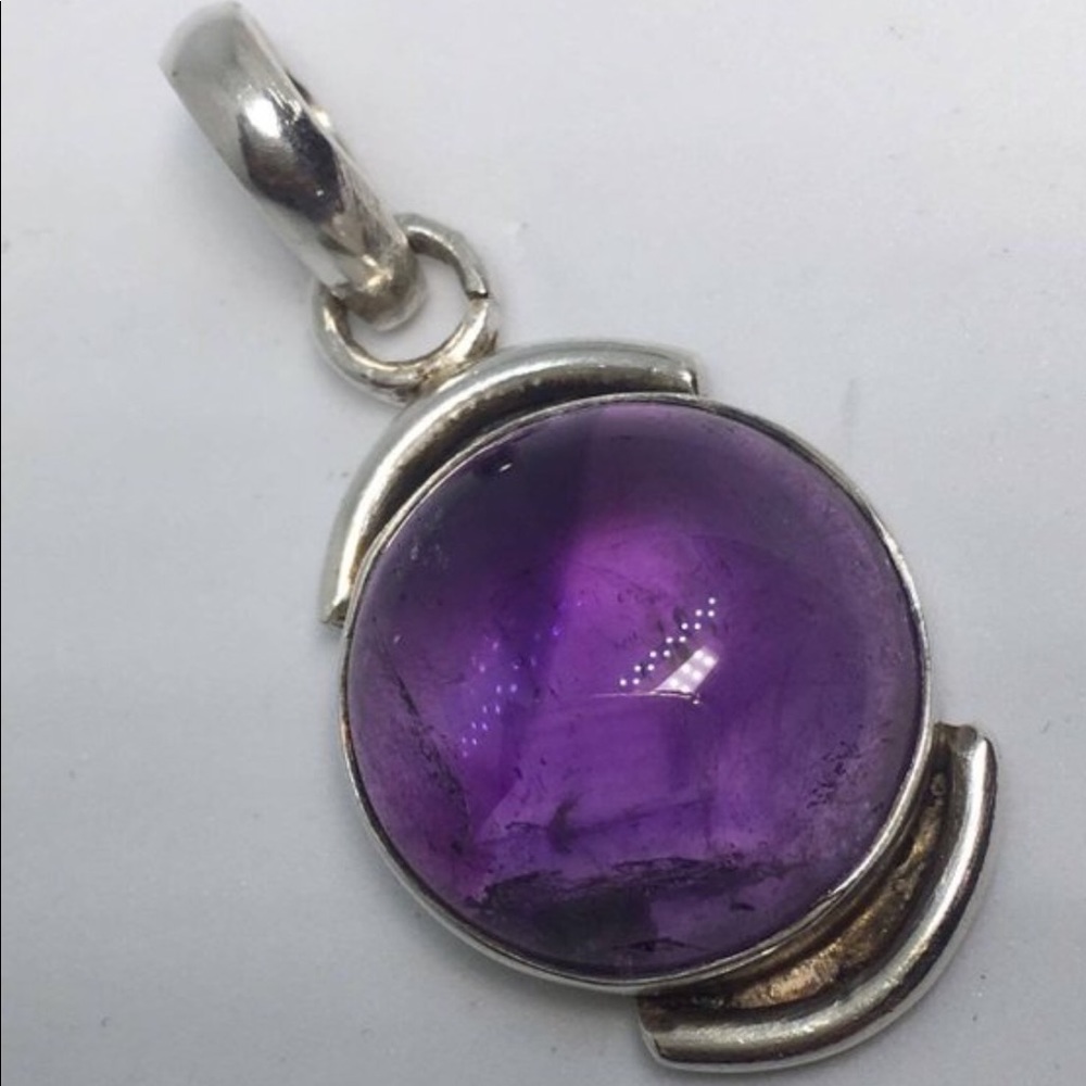 Sterling silver natural cabochon amethyst